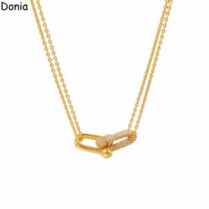 Donia Jewelry Luxury Necklace European and American Fashion Bamboo Titanium Steel Micro-set Zircon Pendant Designer Gift Accessories