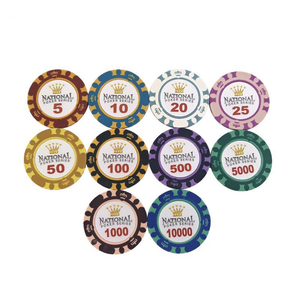 25 sztuk / partia Poker Chips 14g Crown Sticky Clay Coin Baccarat Texas Holdem Poker Zestaw do gry Play Chips Color Crown Entertainment