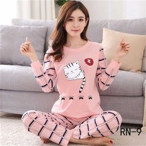 Atacado pijamas Sets Spring Carton Mulheres Manga Longa Sleepwear Terno Outono Bonito Girl Girls Homewear Presente Para O Sleepwear Feminino 211112