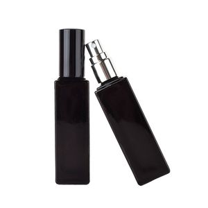 20ml Square Matte Black Glass Spray Bottles with gold-silver-black fine mist sprayer pump cap for Perfume, essential oil, essence