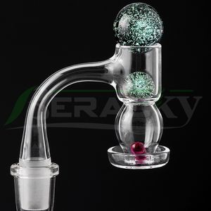 Beracky Full Weld Bubble Barrel Terp Slurper Smoking Quartz Banger с 22 мм / 14 мм стеклянным дихро мраморным жемчугом Рубиновые бусины для Dab Rigs Водопроводные трубы Бонги