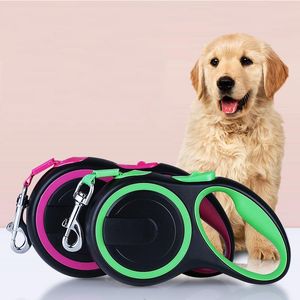 Dog Collar Leashes 3m / 5m / 8m Automatisk Flexibel Leash Retracable Nylon Puppy Cat Traction Rope för Small Medium Large Walking Pet Suppleie