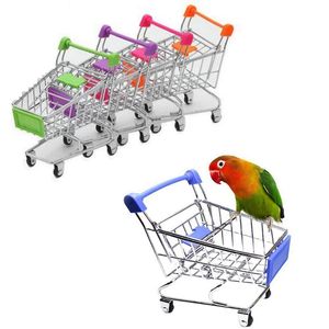 Kreativa mini barn handcart fågel burar simulering fåglar papegoja hamster leksak liten stormarknad kundvagn lek hus leksaker