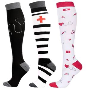 Mäns Socks Compression Strumpor Knä Hög 20-30 mmHg Fit Varicose Veins Nursing Blood Circulation Graviditet Ödema Diabetes