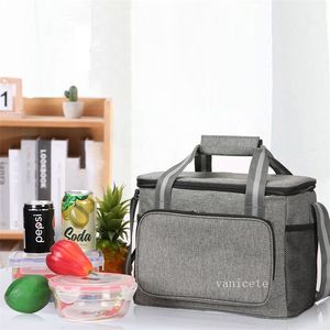 Grey Oxford Large Lunch Bag for Men Insulated Ice Cooling Tote Cold Insulation Water Leakage Proof Reusable Adults Travel Outdoor bagsZC814