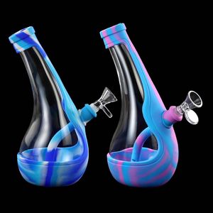 water smoking pipe shisha hookah silicone hose joint Glass material height 225mm oil rig