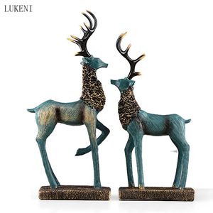 Animal Lucky Elk Creative European-style Home TV Cabinet Living Room Decoration Porch House Gift 210414