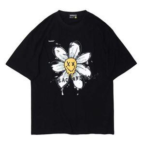 Marke Männer T-shirts Mode Kurzarm Vertikale Männer Graffiti Blume Jugend T-stück Frauen Baumwolle Straße Harajuku Stil Männliche T-shirt 210527