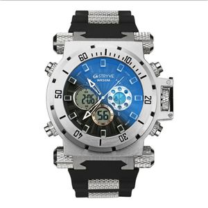 Stryve Fashion Multifunktionell vattent￤t sportklocka Dual Movement Stor DIAL Trend Utomhusklockor Larm Lysande kronograf armbandsur S8015