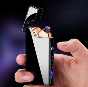 Cool Färgglada Zinc Alloy Intelligent Arc Lighters USB CHARGE Vindskyddad torr ört Tobak Cigaretthållare Handpipe Rökning Ljusare Högkvalitativ presentförpackning DHL Gratis