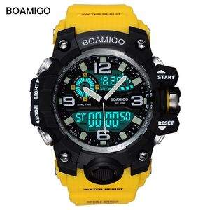 Orologi sportivi da uomo BOAMIGO Brand Digital LED Orange Shock Swim Quartz Orologi da polso in gomma Orologio impermeabile Relogio Masculino 210407