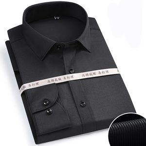 Camisas pretas Homens Manga Longa Casual Mens Camisa Spring Twill Trabalho de Negócios Chemise Homme Casamento Non Ferro Vestido Câmeras 8 + Escolha 210524