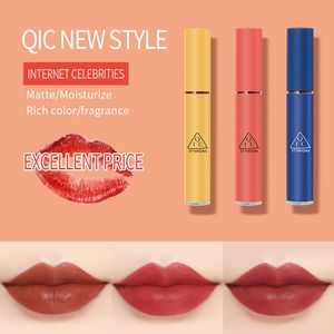 Qic Retro Color Ciecz Szminki 3 Kolory Wodoodporna Matowa Aksamitna Lip Gloss Długotrwały Balsam