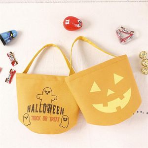 23 * 21 cm Halloween-Partyzubehör 8 Stile DIY Süßigkeiteneimer Halloween-Einkaufstasche Kürbiskorb ZZA6903