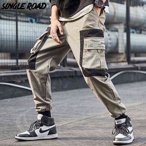 Single Road Mens Cargo Spodnie Mężczyźni 2021 Moda Multi Kieszenie Joggers Mężczyzna Hip Hop Japanese Streetwear Spodnie Jogging Spodnie Mężczyźni H1223