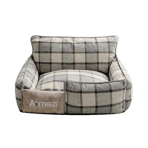 Lit de chien lavable rectangulaire rectangulaire de chenils, réchauffement confortable lit carré lit simple style de design, caisse durable pour petits chiens moyens