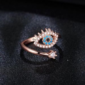Lucky Turkish Blue Evil Eye Anelli con Sde Stones Open Wedding Ring regolabile per le donne 2022 Gioielli alla moda all'ingrosso