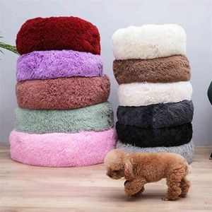 Sova Luxury Soft Plush Dog Bed Round Shape Sleeping Bag Kennel Cat Puppy Sofa Pet House Winter Warm s Kudde 210924
