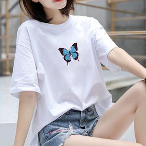 Kobiety Casual T-Shirts Summer Fashion Kobiet O-Neck Loose Bawełna Krótki Rękaw Koszulka Pullover Tops Tees Tshirt 3XL 210423