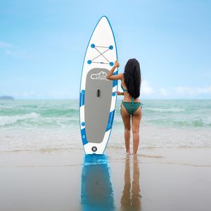Toptan satış Kamp Survivals PVC 10ft Beyaz ve Mavi Surfboard 135KG S001