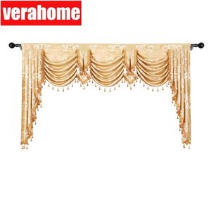 Valência Europeia Royal Pelmet Luxo Jacquard Janela Blackout Cobrir Cortina para sala de estar Bedroom 210913