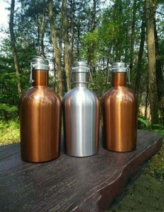 1L L Beer tumbler Growler mugs Home Brewing Keg Wine Bottle Stainless Steel Jar Single or Double Wall Beverage Pot BPA Free Swing Cap
