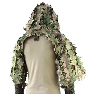 Jaktuppsättningar Sniper Ghillie Suit Tactical Military Shooting Multicam 3D Laser Cut Outdoor Camo Lightweight Coat