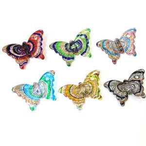 Decorative Objects & Figurines Custom Wholesale Colorful Murano Glass Butterfly Pendant European Style Fashion Necklace Xmas Wedding Party J