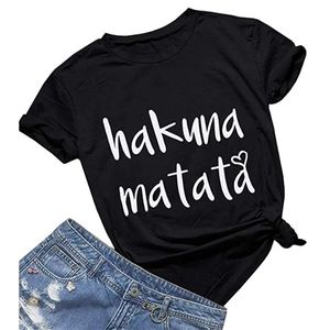 HAKUNA Matata Baskı Komik Karikatür Tshirt Kadın Harajuku Aslan Kral Simba Kesim Ullzang Tshirt Kadın Streetwear Top Tees Kadın X0628