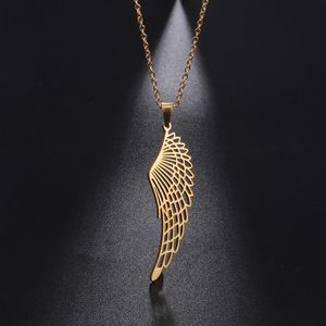 Pendant Necklaces Cazador Hollow Fashion Wing Of Angel Geometric Stainless Steel Gold Color Charm For Women Jewelry