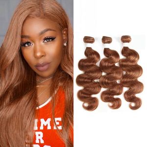 #30 Blond buntar Body Wave Brasilian Human Hair Weave Extensions 3/4pcs Machine Dubbel inslag