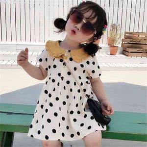 Vestido de meninas de verão bolinhas bonecas colarinho de manga curta Princesa crianças bebê crianças roupas para meninas 210625