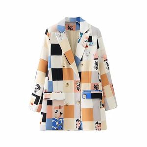 stylish women patchwork long blazers fahsion ladies notched collar jacket suits casual female elegant suit girls chic 210430