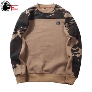 Patchwork de tamanho da UE Pullover Camuflagem Camuflar Camisolas Homens Crewneck Slim Fit Congelamento Mens Camo Splice Hoodies Suor Camisa Masculino 210518