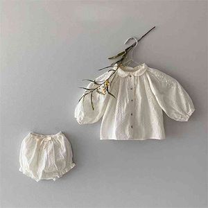 Baby Clothing Plaid Full Sleeve Shirt and Bloomer 2pcs Boys Clothes Set Fashion Toddler Girls 210521
