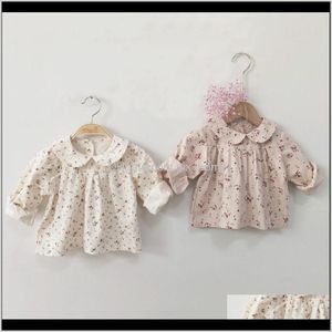 シャツの服ベビーキッズマタニティドロップデリバリー2021秋の女の子ブラウスオーガニックコットン長袖花韓国風ワンピース赤ちゃん女の子