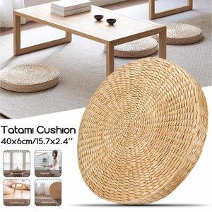 Poduszka/poduszka dekoracyjna 40 cm okrągła splot naturalny ręcznie robiony podłoga joga mata zagęszczanie krzesła Tatami Medytacja Poduszka