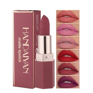 Rossetto opaco a 6 colori Tazza antiaderente Nessuna dissolvenza Naturale Lunga durata Facile da indossare Bastoncini per labbra opachi per trucco Handaiyan