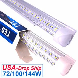 8FT LED Light Fixtures 72W Tube , 96'' Shop Lights 6500K Daylight White Dual Side T8 V-Shape Integrated 8 Foot Lamp (150W Fluorescent Bulb Equivalent)