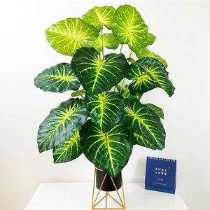 75cm 24 cabeça tropical monstera grandes plantas artificiais falsas palmeiras reais Touch folhas plástico fábrica falsa para casa decoração de jardim 210624