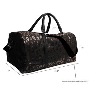 Glitter Black Leopard Travel Bag Large Capacity Blue Duffle Handbag Overnight Weekend Tote Bag