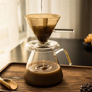 Portable Drip Coffee maker glass Pot espresso machine kettle percolator milk pitcher tea pot Reusable pour over Coffee Filters 210408