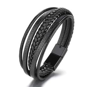 Charm Hommes Cuir Véritable Multi Tissé Réglable Noir Ou Marron Armband Pour Les Hommes Kreuzarmbänder für Damen