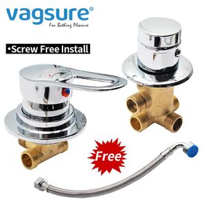 Vagsure Solid Brass 3-Way Diverter Screw Thread Cold and Water Mixer Shower Faucet Tap, for Bathroom