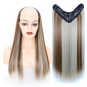 24 인치 CLIPL IN Synthetic Hair Extensions Weft V 스타일 시뮬레이션 인간의 머리카락 번들 7 색 MR-4VS-01