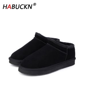 Habuckn Women 호주 클래식 스노우 부츠 겨울 따뜻한 가죽 플랫 던지는 고품질 발목 대형 Lazy Boots 211022