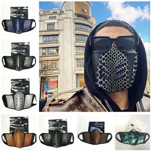 Maschera per il viso del fumetto unisex Design della pelle di struzzo Maschere antiappannamento antipolvere Uomo Donna Pu Leather Fashion Cover per la bocca Protettivo 18style