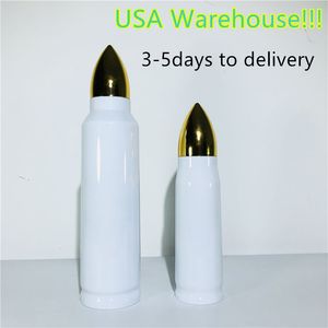 Lokalny magazyn! 500ml Sublimation Bullet Tumbler Ze Stali Nierdzewnej Kubek Butelka Wody Próżniowa Puchar Puchar Podróży Kubek Double Wall Butelka Usa Magazyn