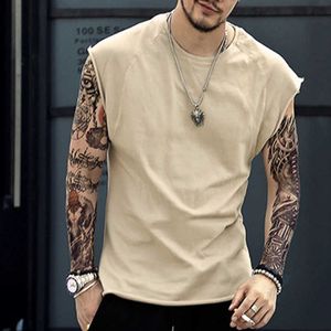 Summer Oversized T Shirt Men T-Shirt Fashion Crew Neck Sleeveless T-Shirts Men Hip Hop Basic Male Vintage Vest Tops Tees P0806