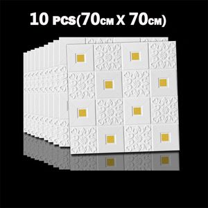 10 pçs 3D espuma adesivo de parede autoadesivo telhado painel de papel de parede decoração de casa sala de estar quarto decoração estéreo papel de parede de teto 220113
